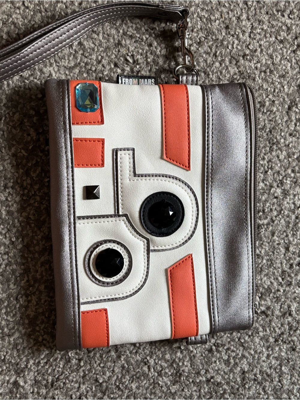 Sent From Mars BB8 Star Wars Graphic Wristlet - White, Coral & Silver